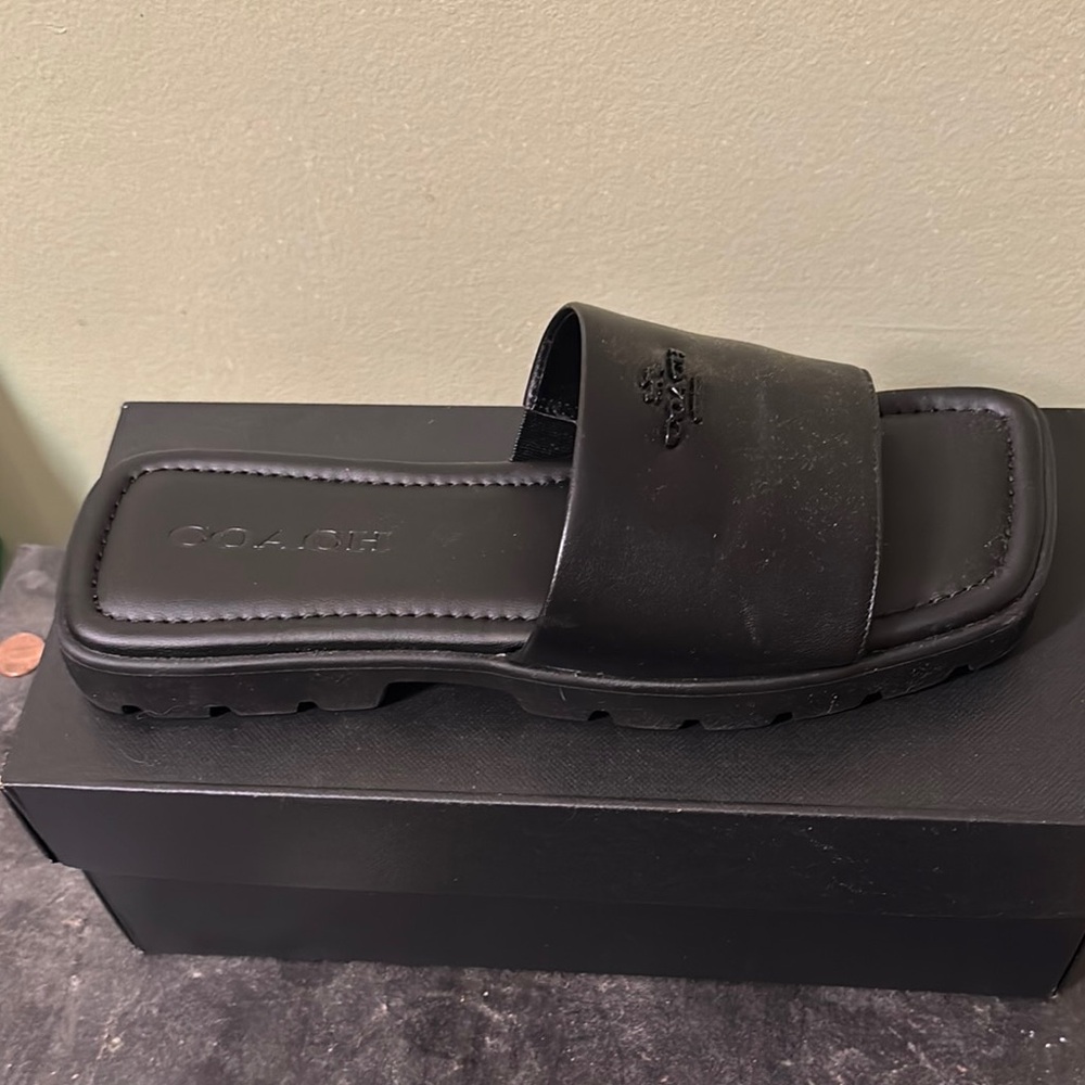 Coach Black Sandals Elegant Comfortable.